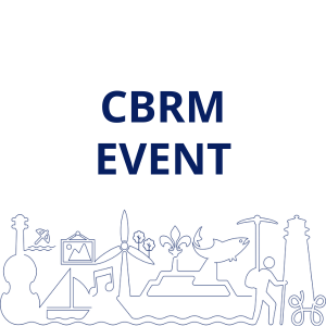 Graphic thumbnail with the text "CBRM Event" in navy and line art at the bottom.